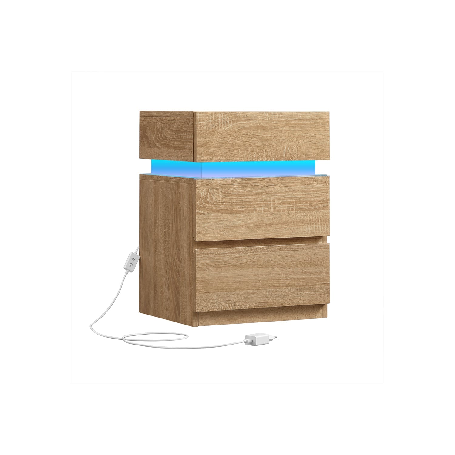 Nachtkastje met LED verlichting en 3 laden - Wit