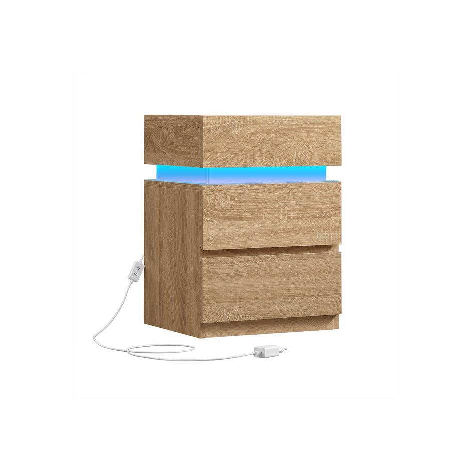 Nachtkastje met LED verlichting en 3 laden - Wit