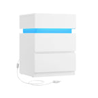 Nachtkastje met LED verlichting en 3 laden - Wit