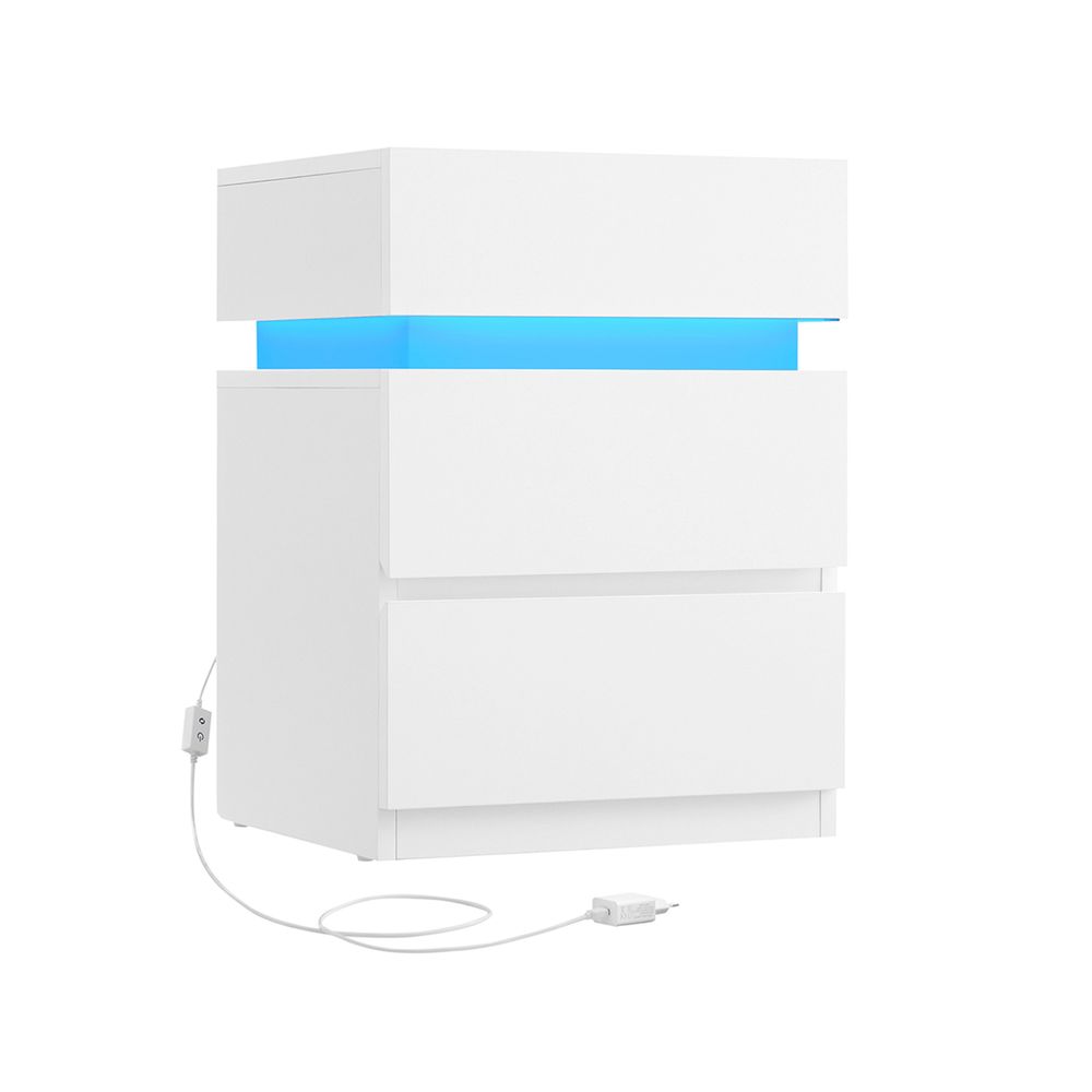 Nachtkastje met LED verlichting en 3 laden - Wit