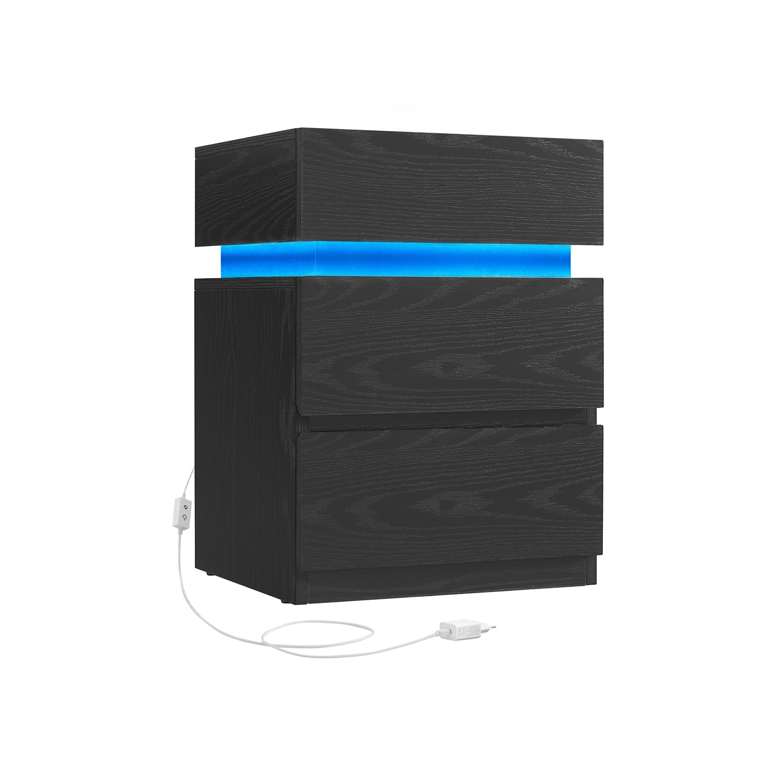 Nachtkastje met LED verlichting en 3 laden - Wit