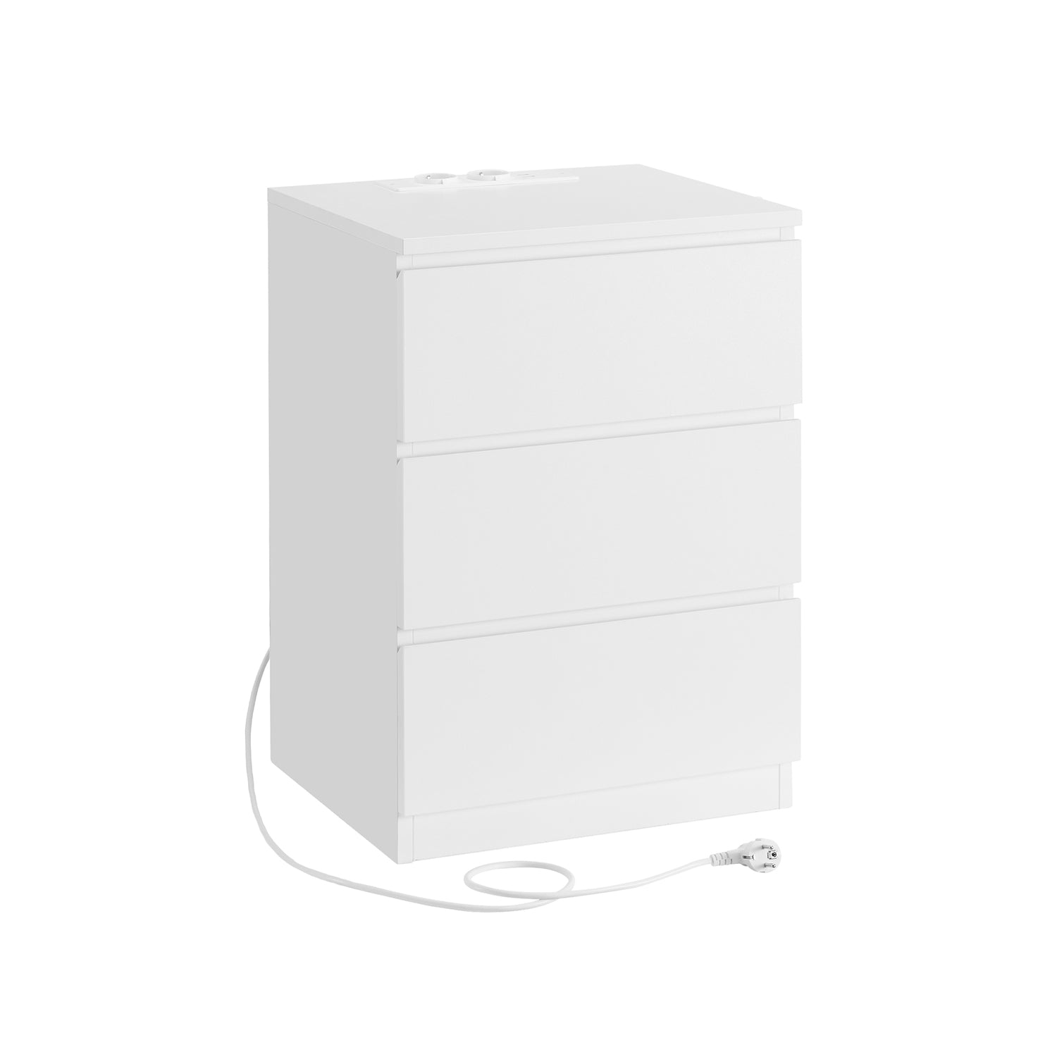 Bijzettafel – met 2 stopcontacten – slaapkamer – wolkwit