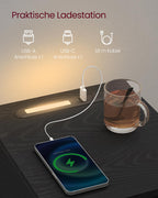 Nachtkastje met ledverlichting en USB-poorten - Zwart