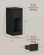 Nachtkastje met ledverlichting en USB-poorten - Zwart