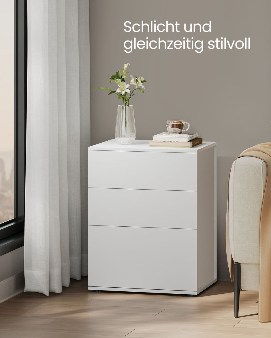 Nachtkastje met 3 lades – Modern ontwerp – Cappuccinobeige