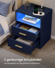 Nachtkastjes – Set van 2 – Met Oplaadstation en LED-Verlichting – Lades – Antracietblauw