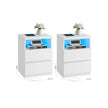 Nachtkastje met LED-verlichting – 2 lades – Wolkwit – Houtspaanplaat – 35 x 40 x 55 cm