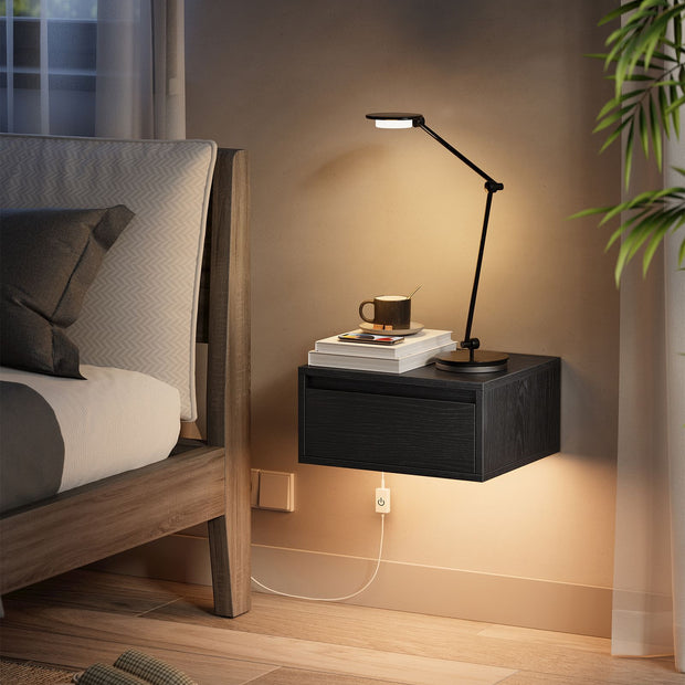 Nachtkastje met 50 kg draagvermogen – Ruimtebesparend – Ebbenhout zwart