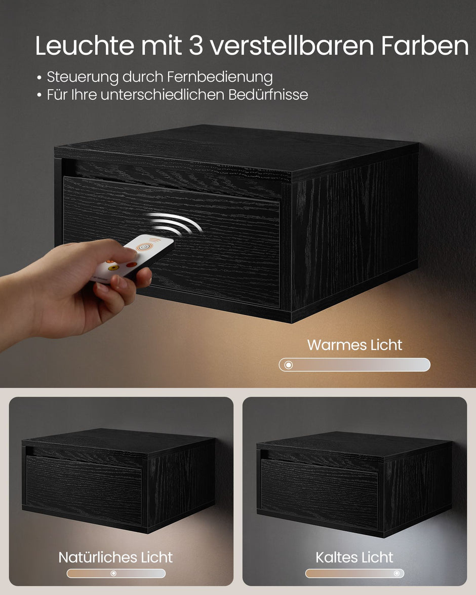 Nachtkastje met 50 kg draagvermogen – Ruimtebesparend – Ebbenhout zwart