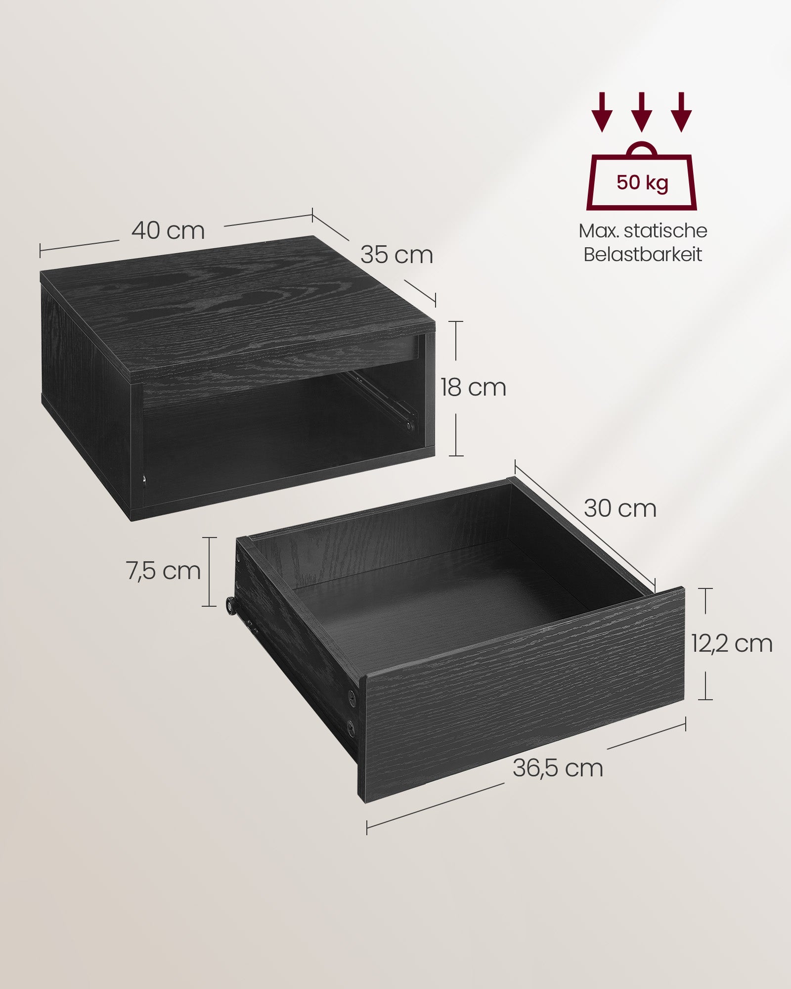 Hangende Wandplank Set Van 2 Zwart