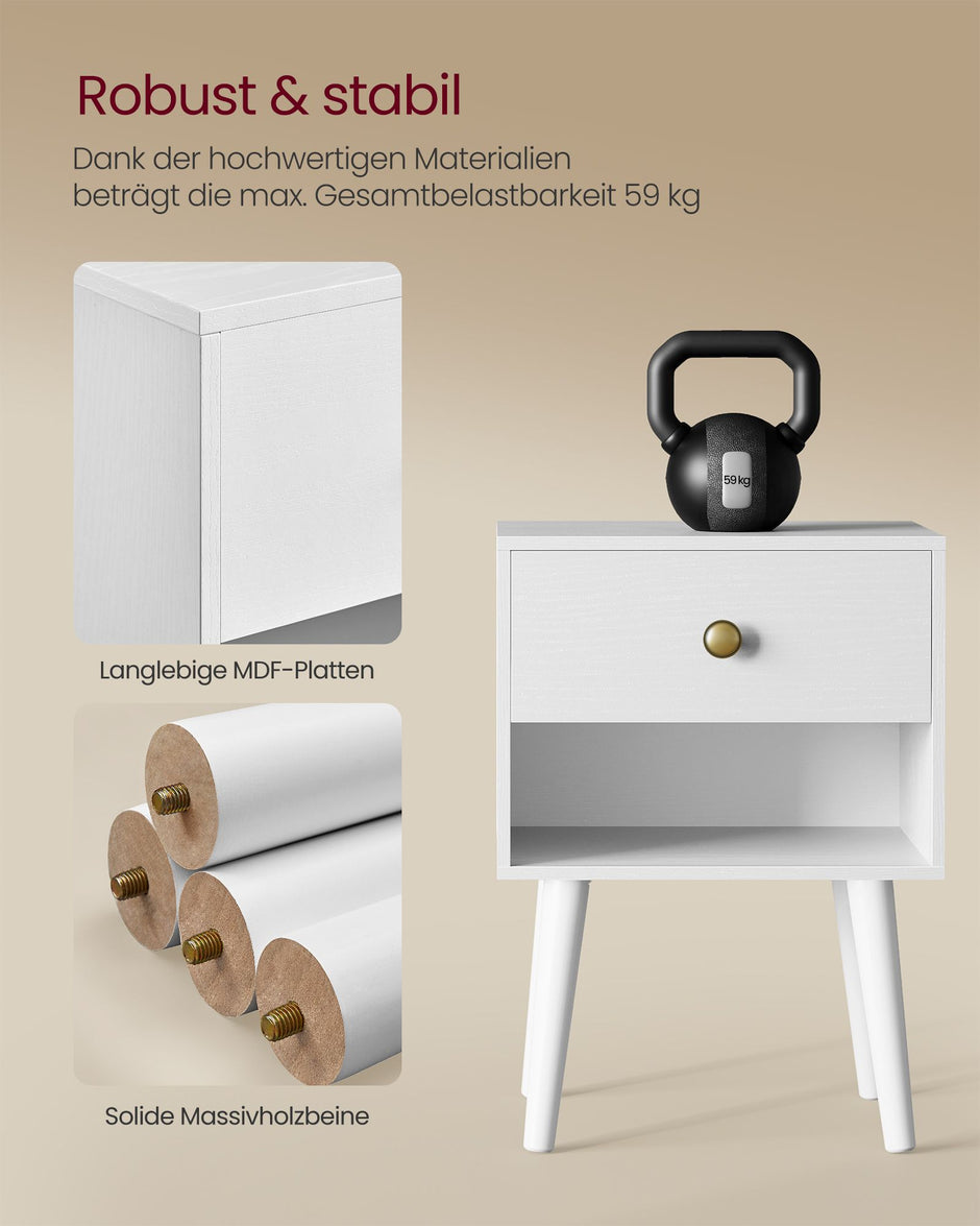 Nachtkastje met open plank – Ebbenhoutzwart – 1 lade – 28 x 39 x 55 cm