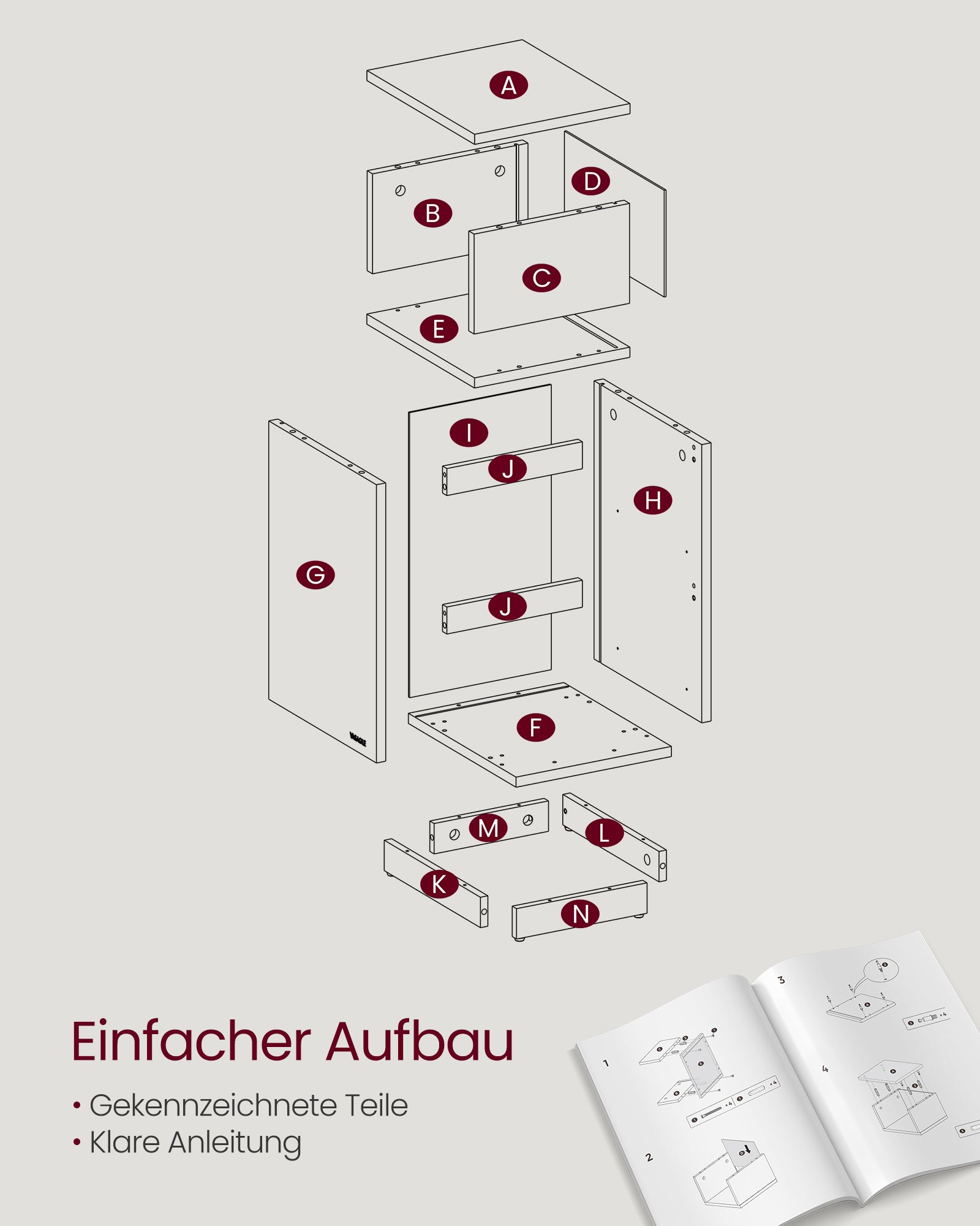 Smal Nachtkastje Set van 2 met Lades - Hout - Ebbenhoutzwart