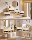 Zwevende Nachtkastjes – Set van 2 – Met Lade – Wandmontage – Travertijnbeige