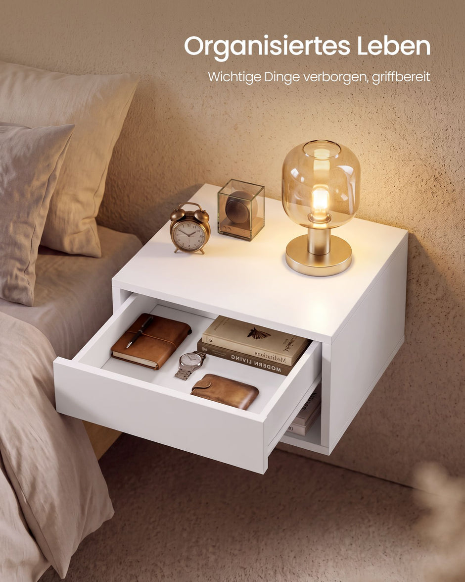 Zwevende Nachtkastjes – Set van 2 – Met Lade – Wandmontage – Wolkenwit