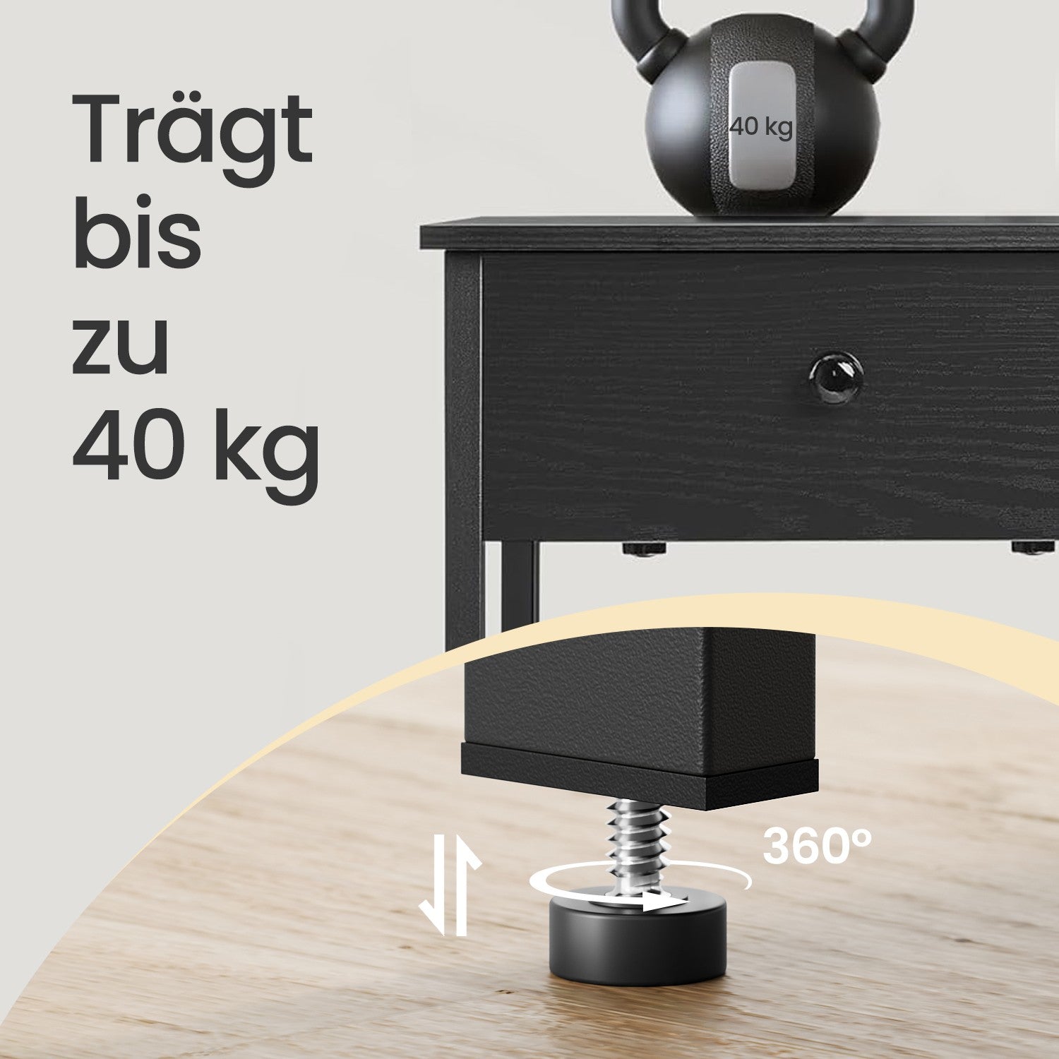 Bijzettafel – Met Lade en Plank – Ebbenhoutzwart