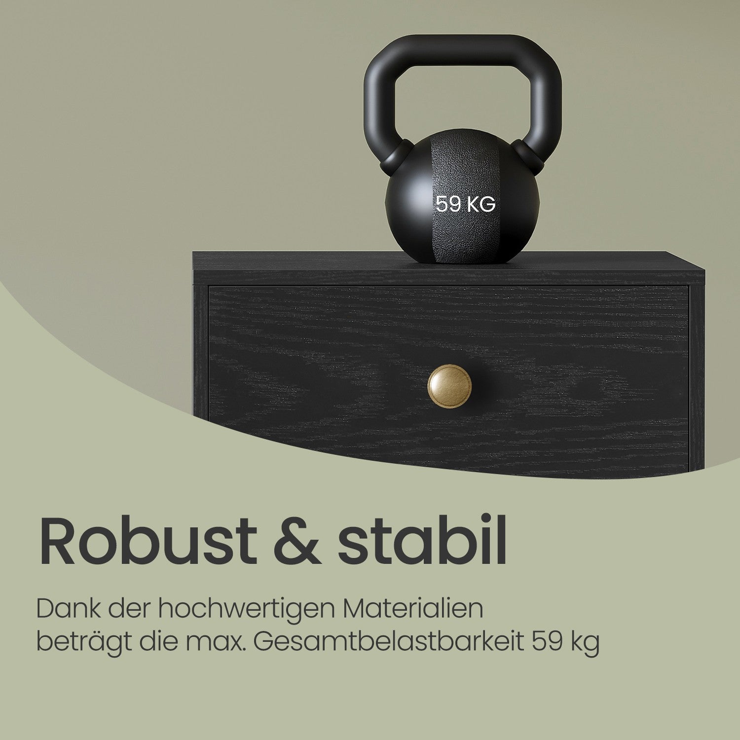 Nachtkastje, bijzettafel met lade en open plank, houten poten