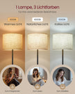 Vloerlamp – In Hoogte Verstelbaar 140-170 cm – 3 Lichtkleuren – Voetschakelaar – Stoffen Kap – Inktzwart
