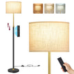Vloerlamp – In Hoogte Verstelbaar 140-170 cm – Met Afstandsbediening – Stoffen Kap – Inktzwart