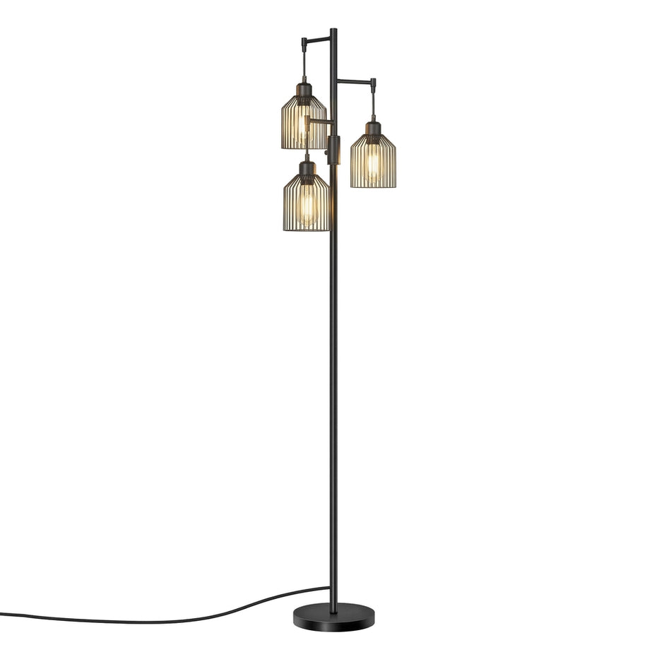 Staande lamp - 29 x 32 x 176,5 cm - 3 E27 fittingen - zwart - 4 kg
