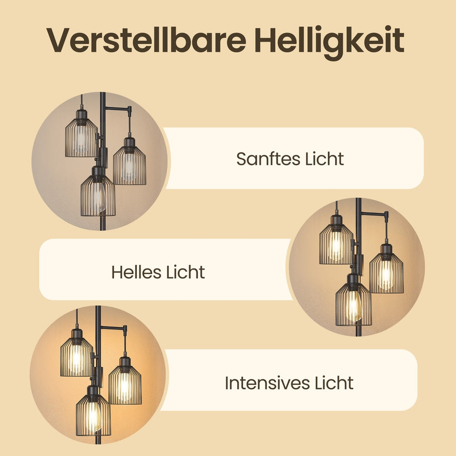 Staande lamp - 29 x 32 x 176,5 cm - 3 E27 fittingen - zwart - 4 kg