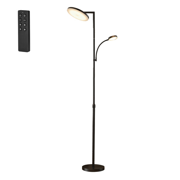 Vloerlamp - 25 x 25 x (148-176) cm - In hoogte verstelbaar - Met leeslampje en timer - Zwart - Maximaal gewicht 5,8 kg