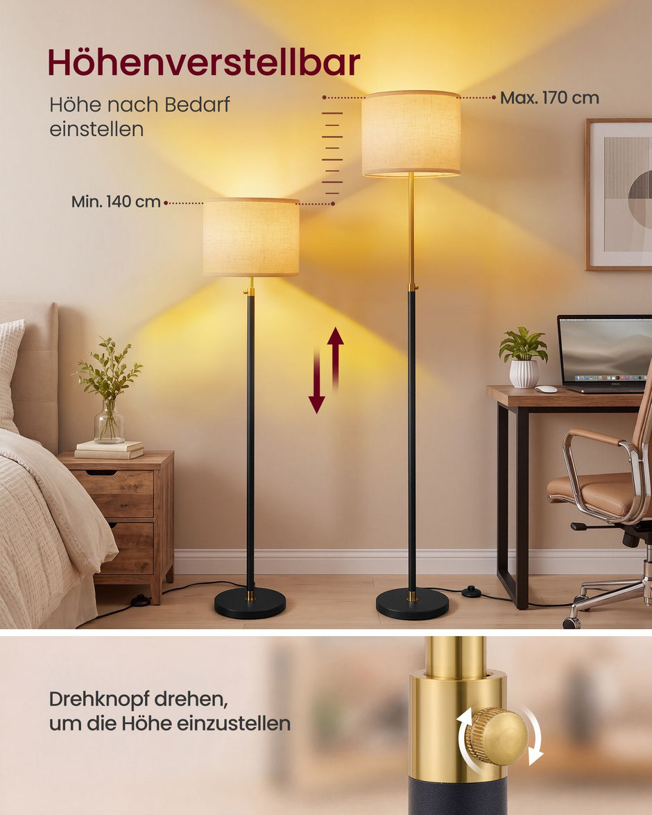 Staande Lamp – RGB LED – App-bediening en Muziekmodus – 140-170 cm – Goud en Zwart