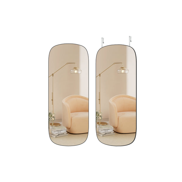 Spiegelwand – gebogen hoek – 120 x 47 cm – zilver