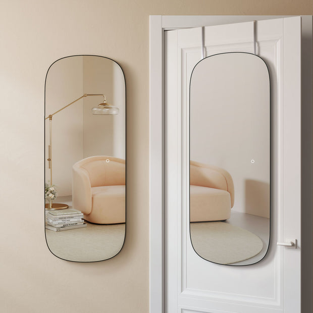 Spiegelwand – gebogen hoek – 120 x 47 cm – zilver