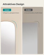 Spiegelwand – 120 x 47 cm – gebogen hoek – frameloos