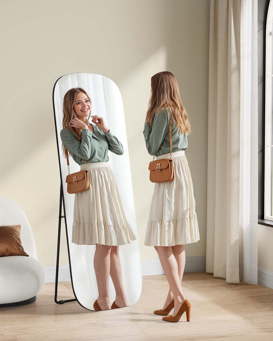 Passpiegel – Ronde hoeken – 160 x 50 cm – inktzwart