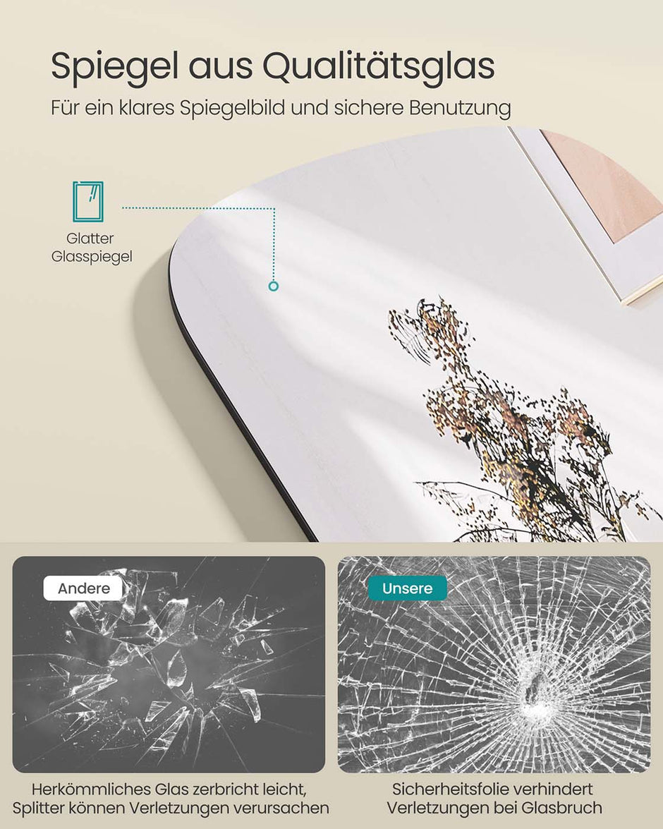 Passpiegel – Ronde hoeken – 160 x 50 cm – inktzwart