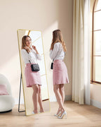 Rechthoekige passpiegel – 160 x 50 cm – Lichtgoud