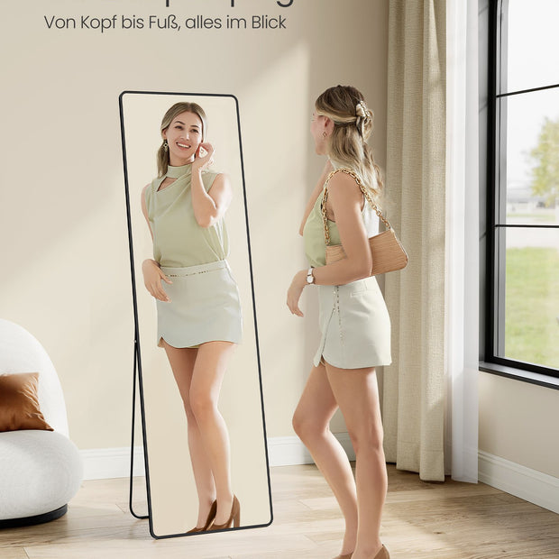 Passpiegel – Rechthoekig – Gehard glas – Inktzwart