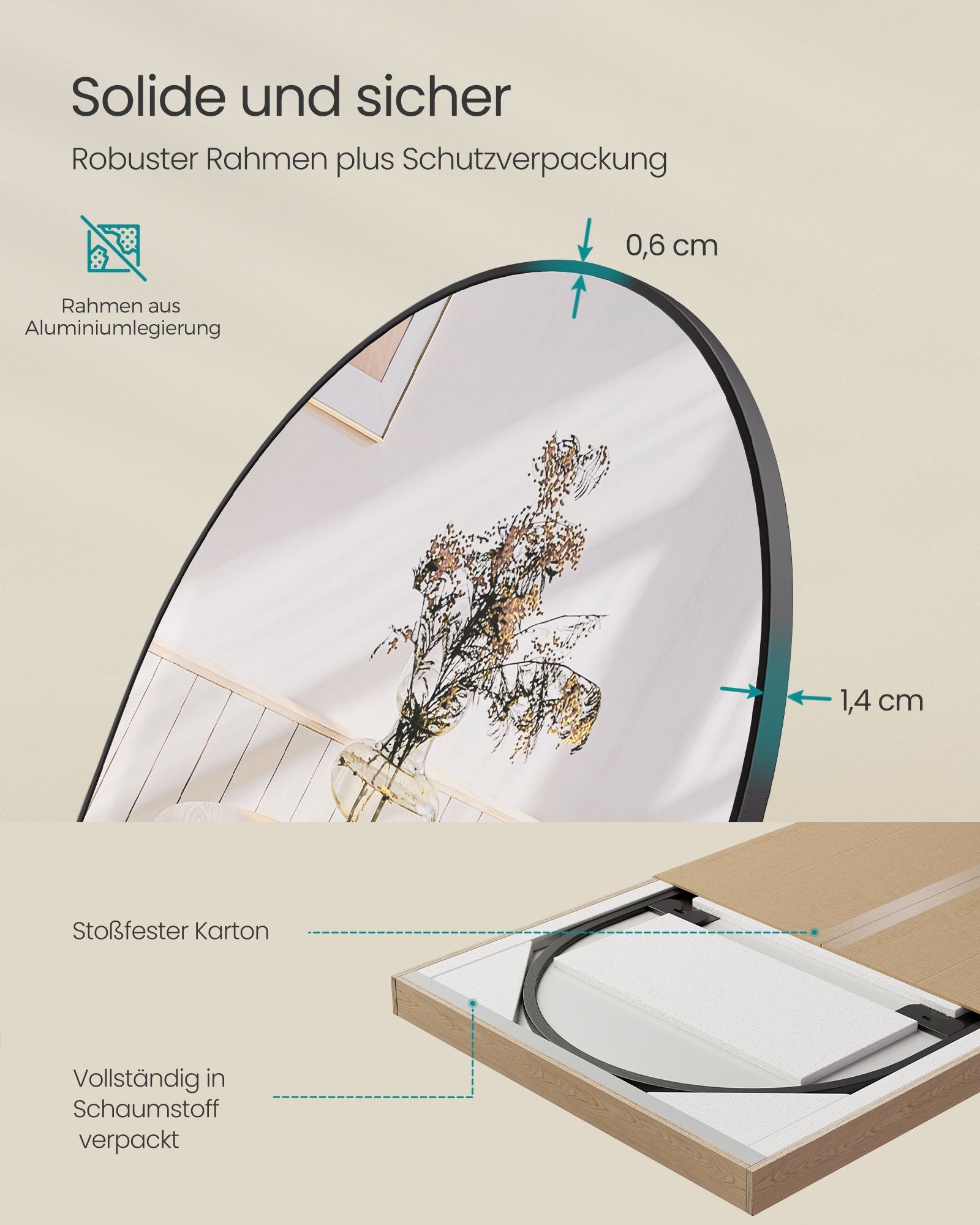 Passpiegel – Gebogen ontwerp – Inktzwart