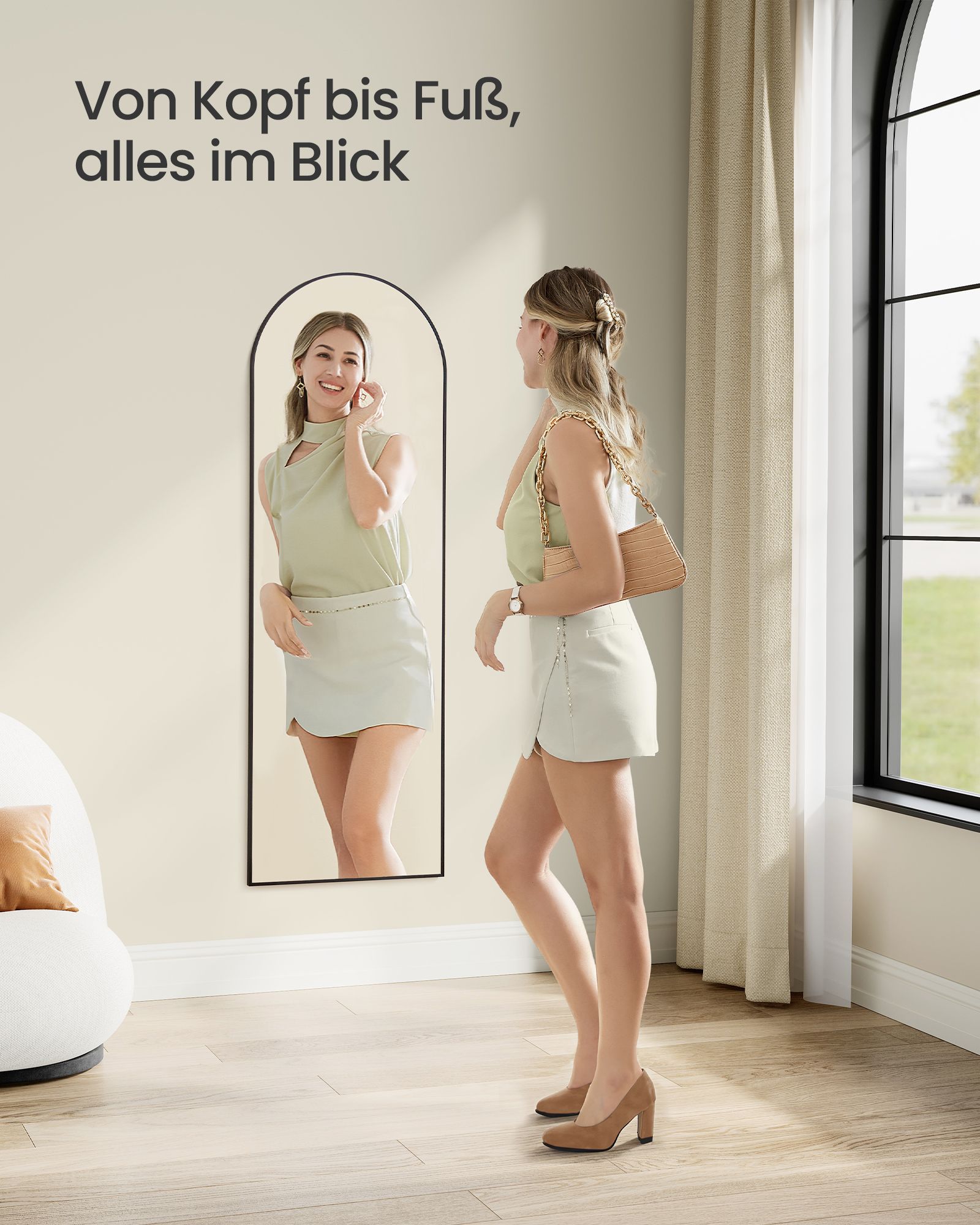 Passpiegel – Gebogen ontwerp – Inktzwart