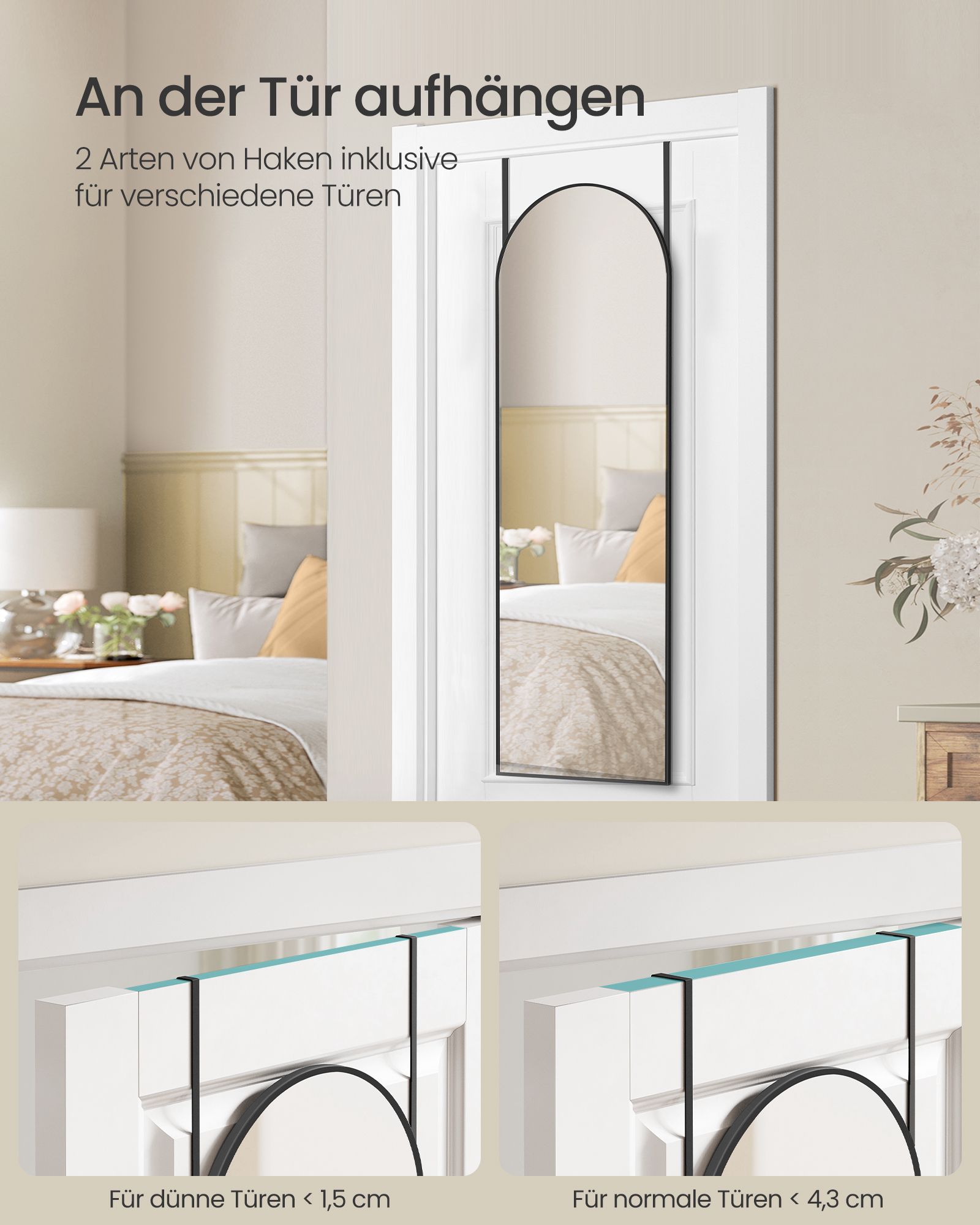 Passpiegel – Gebogen ontwerp – Inktzwart