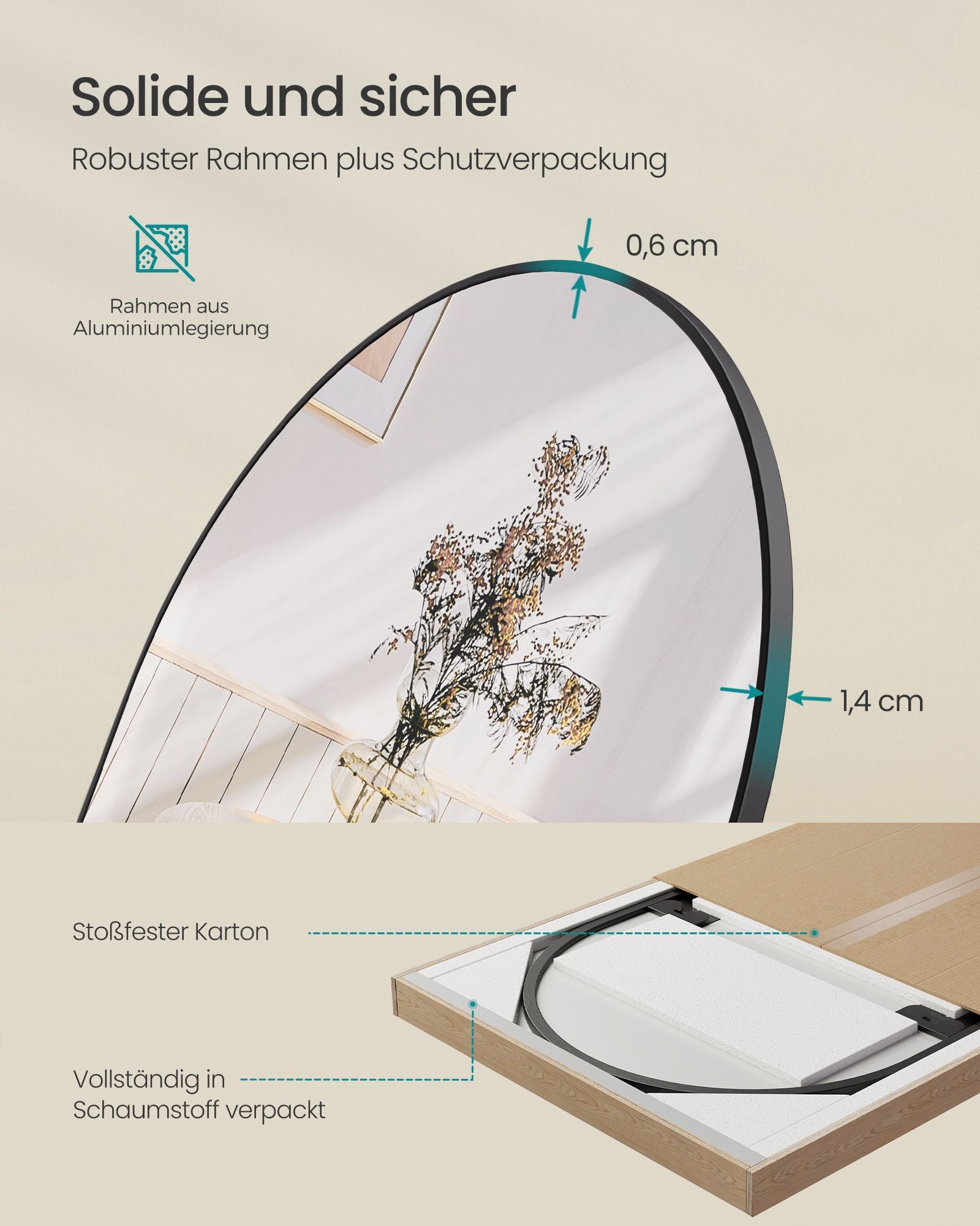 Passpiegel – Gebogen ontwerp – Inktzwart