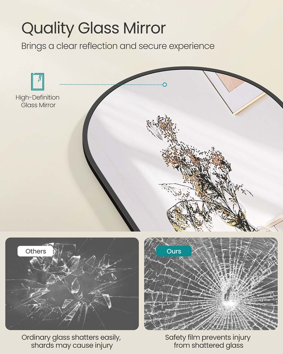 Gebogen spiegel – op ware grootte – inktzwart