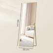 Staande spiegel - 160 x 50 cm - onbreekbaar - gouden aluminium frame - 6,9 kg