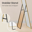 Staande spiegel - 160 x 50 cm - onbreekbaar - gouden aluminium frame - 6,9 kg