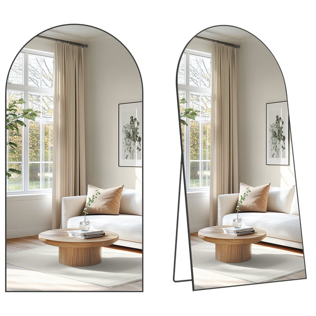 Spiegel - 218 x 102 cm - Gebogen - Matzwart - Gehard glas - Aluminiumlegering - 17,6 kg