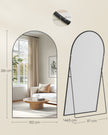Spiegel - 218 x 102 cm - Gebogen - Matzwart - Gehard glas - Aluminiumlegering - 17,6 kg