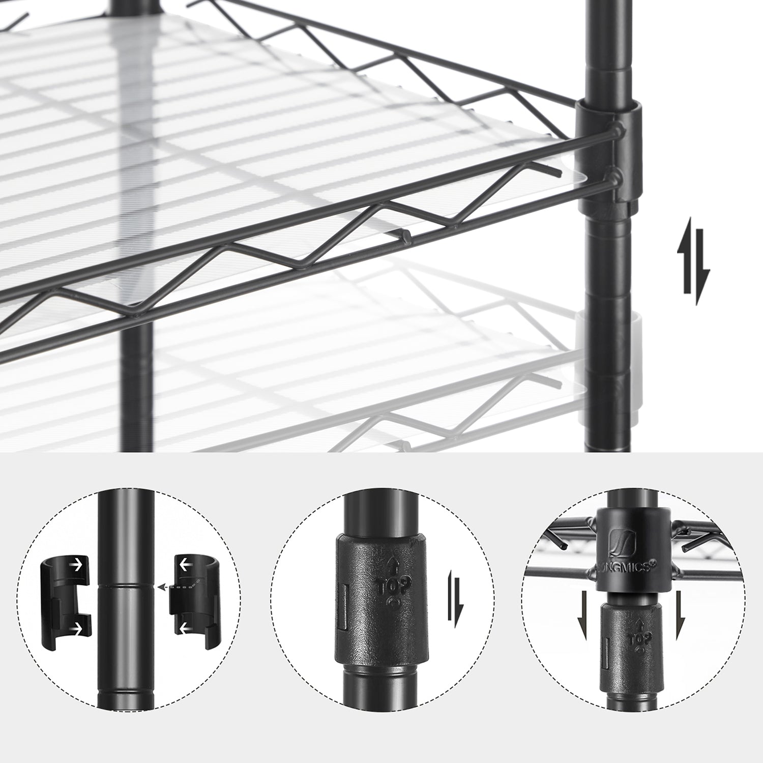 Opbergrek – 5 niveaus – Stalenframe – Zwart