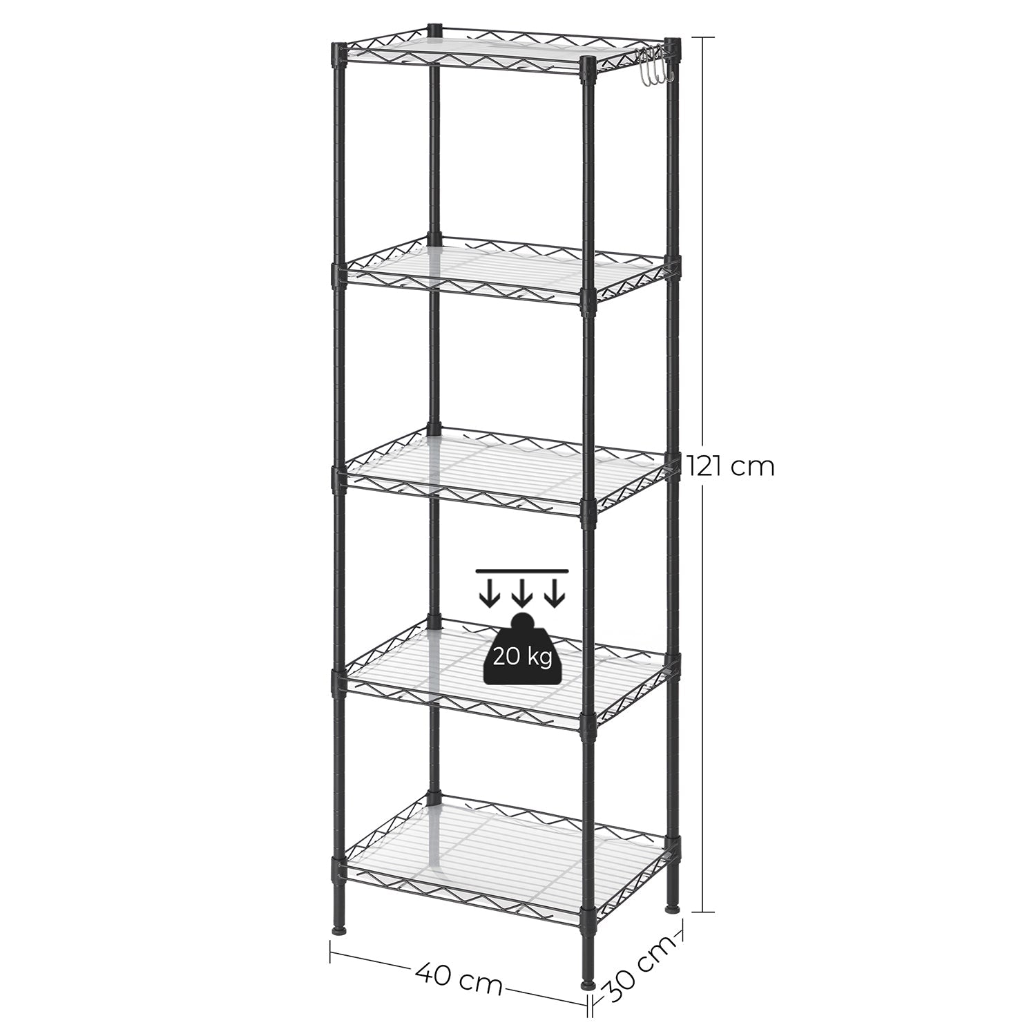 Opbergrek – 5 niveaus – Stalenframe – Zwart