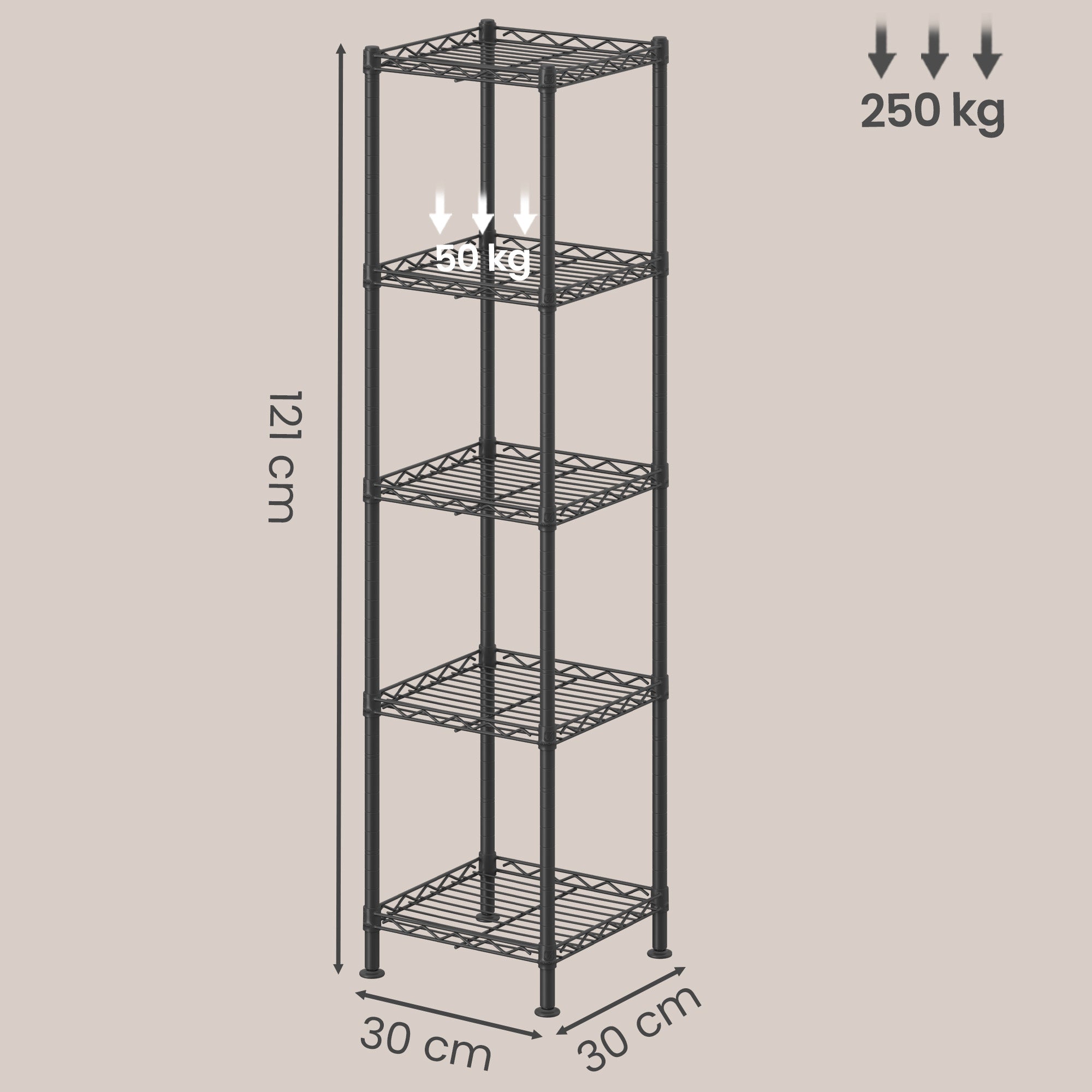 Opbergrek - Smal - Verstelbare Planken - 121 cm - Zwart