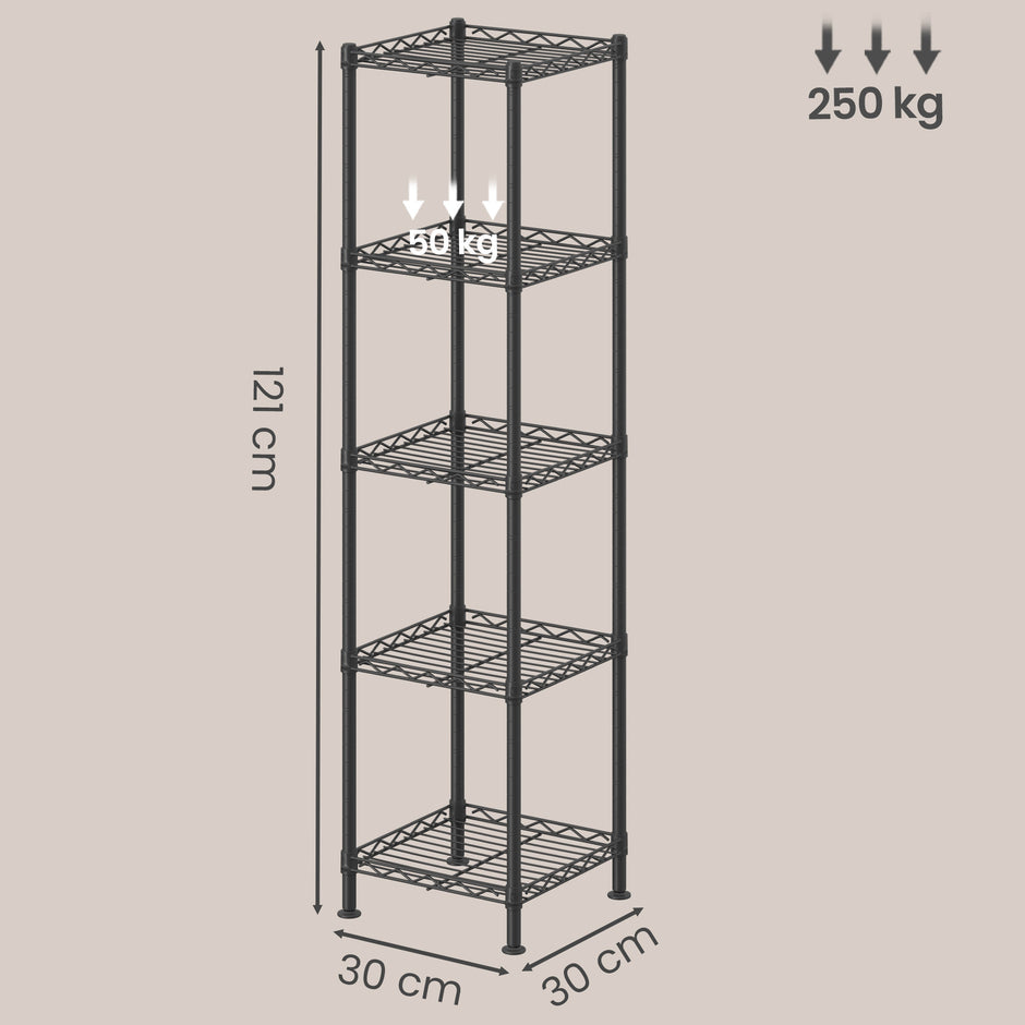 Opbergrek - Smal - Verstelbare Planken - 121 cm - Zwart