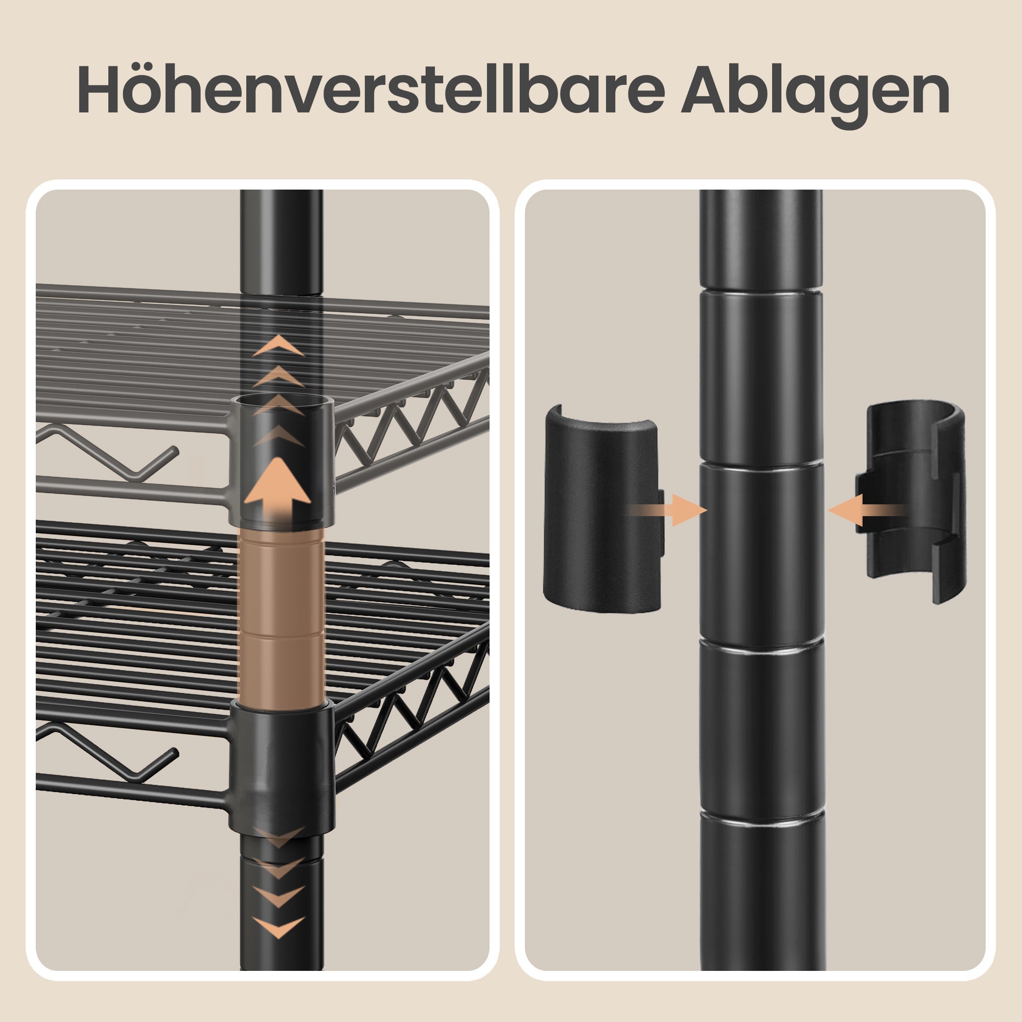 Opbergrek - Metaal - Verstelbare Planken - 5 Niveaus - Zwart