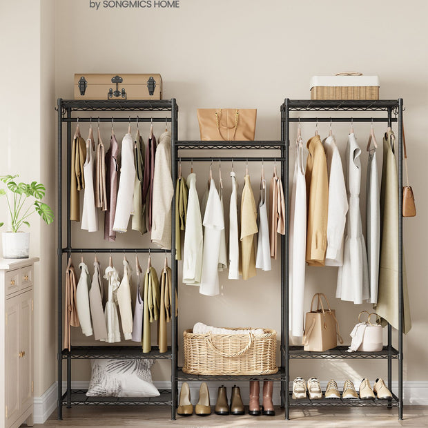 Kledingkast – 40 x 175 x 180 cm – Open ontwerp – Inktzwart – Met verstelbare planken – Tot 220 kg draagvermogen