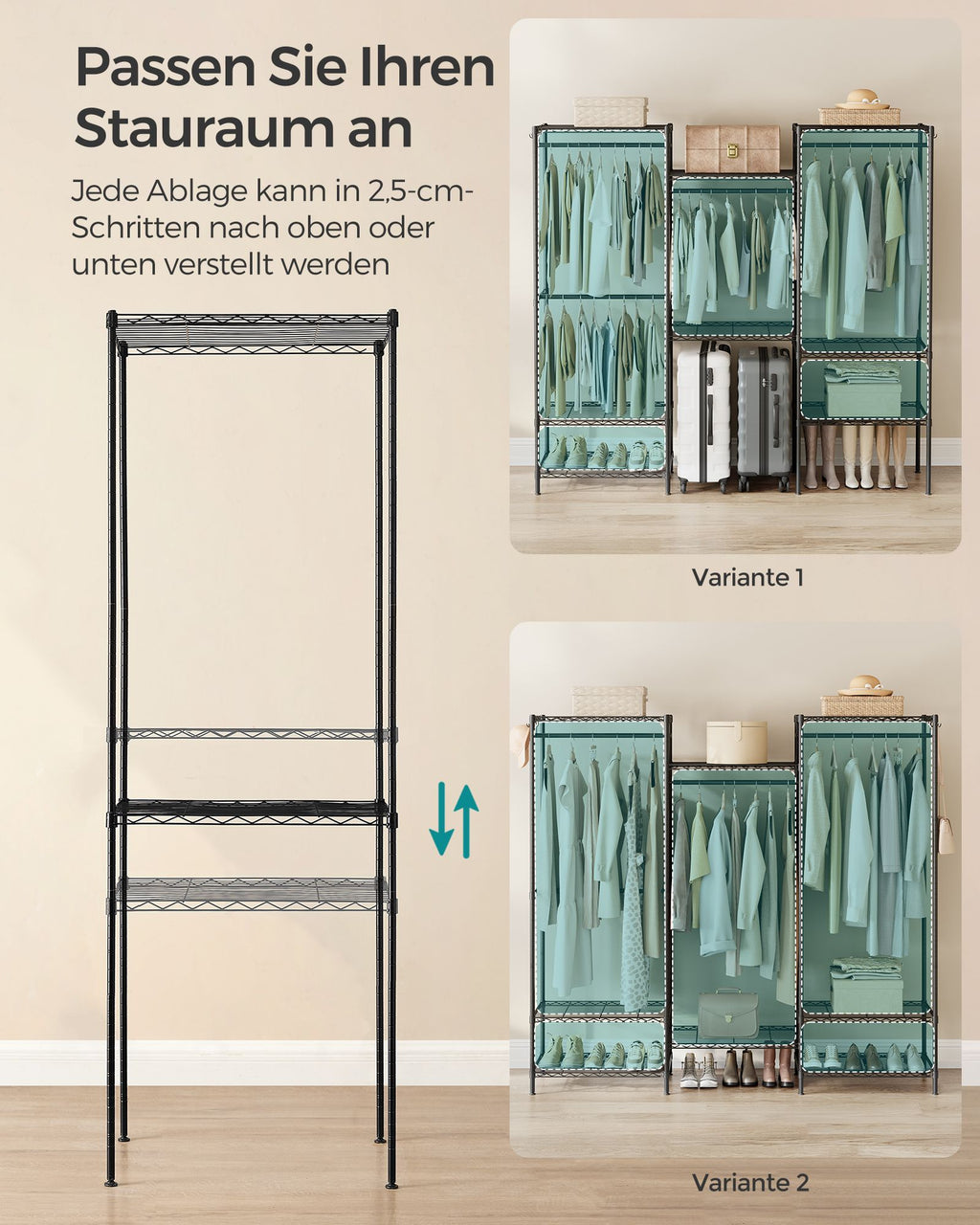 Kledingkast – open – met verstelbare planken