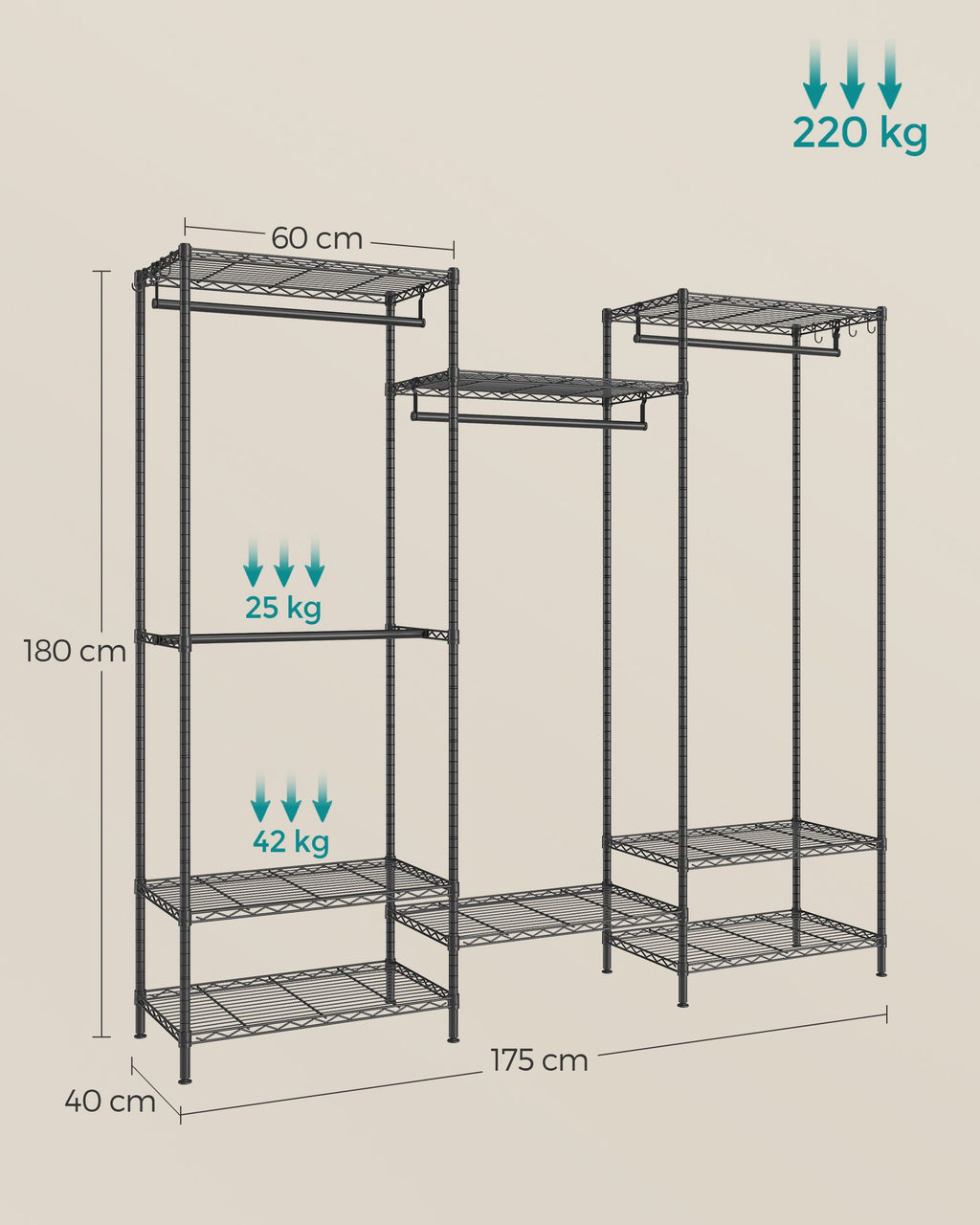 Kledingkast – open – met verstelbare planken